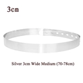 Polished silver metal cinch belt for women, 3cm wide for 70-78cm waist size M - 3cm Width/Size M (70-78cm) / Silver