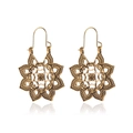 Boucles d'oreilles ethniques avec fleur évidée au fini or antique pour femme - Or Antique Évidé Fleur (7449)