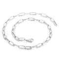 Modern silver titanium steel necklace featuring elongated geometric hollow hexagonal links - 7mm Width / 45cm / Silver (KN228630-Z)