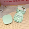 Kit estuche para lentillas verde menta con espejo, pinzas, frasco y caja doble l/r - Verde