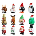 Set di 12 giocattoli natalizi a carica con figure di Babbo Natale, pupazzo di neve e renna - Giocattolo a Molla Natalizio 12 pezzi Set Q