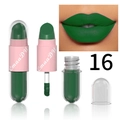 Matte donkergroene vloeibare lippenstift nr. 16 capsule design met applicator en test - Kleur 16