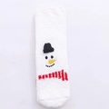 White coral fleece socks with 3D snowman embroidery and cozy thermal design for winter - Snowman with Black Hat