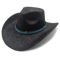 Cappello da cowboy retrò in ecopelle nera con trama a serpente e fascia blu - M(56-58cm) / Motivo Serpente Nero