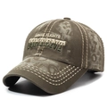 Vintage army green distressed baseball cap with 3D embroidery and white stitching - Adjustable / Army Green