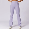 High-waisted light purple flared yoga leggings with wide-leg slim fit design - S / Bottoms / Romantic Purple
