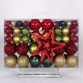 101pcs Christmas ball set with glitter and matte finishes in red, gold, and green colors - 101 Pieces/Pack (With Star) / Gold Red Ink Green