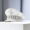 Sparkly white sequin military hat with pearl BRIDE text and rhinestones for weddings - Adjustable / Big White Rhinestone