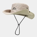 Cappello da sole beige a tesa larga per esterni con ricamo montagna e cordino - Taglia unica / Beige