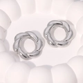Poliertes Silber verdrehte Seil-Ohrringe aus robustem Edelstahl für Damen im Design - Gedrehte Silberne Ohrstecker / Silber