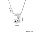Polished silver titanium steel bubble letter J pendant necklace with box chain - Letter J (Silver)