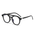 Retro black full-frame sunglasses with stylish double-bridge design and silver metal accents - Black Frame Anti-Blue Light Glasses