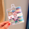 Colorful hair elastics and mini clips set in a portable macaron gift box for girls - Style 4