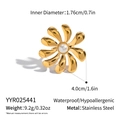 Detailansicht goldener Blumenring mit weißer Perle, Edelstahl-Spezifikationen und Maßen - Gold Perle Gänseblümchen Blume Stil (YYR025441)