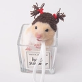 Chocolate brown handmade knit hamster hat with cute pigtails and red bows for small pets - Sky-high Braid