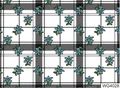 Water transfer nail art sticker with blue floral patterns on black and white grid WG4028 - WG4028