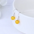 Eleganti orecchini in argento con perle tonde di agata gialla e ganci sicuri - Argento 925 / Agata Gialla