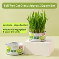KIMPETS cat grass hydroponic planting kit with green wheatgrass in metal cans - Cat Wheatgrass / 30g/Can