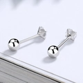 Sparkling four-prong silver zircon stud earrings with a secure screw-back ball closure - Screw 4-Prong Stud Earrings Pair / 3mm / Silver