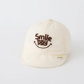 Beige baby baseball cap with Smile Day embroidery and soft brim for sun protection - 50cm (1-3 Years) / Smile Embroidery - Off White