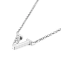 Minimalist silver stainless steel necklace with sparkling crystal capital letter V pendant - Letter V Style (KN88607-KLB)