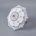 Elegant white lace wedding umbrella with a vintage wooden handle for bridal photography - Small (Length 26cm/Diameter 29cm) / White