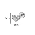Silberner G23 Titan Labret-Stecker mit herzförmigem Zirkonia-Cluster-Aufsatz - Drei-Stein-Dreieck-Stil (T2580-5#) / Silber