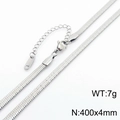 Silver stainless steel herringbone chain necklace, 4mm width and 400mm length for unisex - 4mm x 40cm / Silver