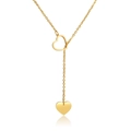Gold titanium steel Y-shaped necklace with heart pendant and toggle on white background - Double Heart Y-Shaped (ZJ5726) / Gold
