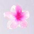 Pink gradient Plumeria flower hair claw clip with glossy resin finish for summer hair styling - Pink 8cm