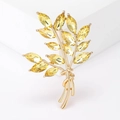 Elegante gouden tarwebroche met gele marquise kristallen en gepolijste afwerking - Geel