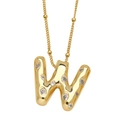 Collier doré avec pendentif lettre W serti de zircons et chaîne à billes élégante - Lettre W