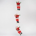 Three climbing Santa Claus figures on a rope ladder for festive Christmas wall decor - Three Person Ladder / 30cm