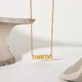 Minimalist 18K gold plated stainless steel necklace featuring a polished mama pendant - MAMA / Gold