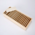 Macro view of wooden storage organizer featuring adjustable slots and natural wood grain - 32*14*6cm / Natural