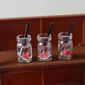 Miniature resin watermelon drink charm with green straw and realistic fruit slices - Fruit Cup 5