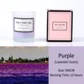 Lavender scented soy candle in purple glass jar with pink gift box packaging - Purple (Lavender)