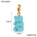 Light blue resin gummy bear charm with gold-plated clasp, measuring 2.2 cm in height - Light Blue (BP1453B11)