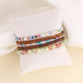 Bohemian multi-layer seed bead bracelet set with colorful floral and amber resin beads - 1#Mixed Coffee