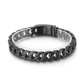 Bracciale cubano in acciaio inossidabile 316L nero opaco da uomo con vista a 45 gradi, sobrio - 22cm / Nero Spazzolato