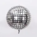 Silver 4D disco ball foil balloon with laser square mirror grid pattern for party decor - 15 Inch / Silver