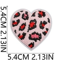Detailed size view of a pink leopard heart embroidery patch measuring 5.4cm by 2.13in - Pink Leopard Print Heart (No. 10)