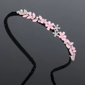 Cerchietto ondulato coreano con fiori rosa e strass trasparenti su base nera - Piccolo fiore a farfalla-Rosa