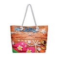 Holiday themed canvas beach tote with starfish prints and thick white rope handles - Pattern 5 (Holiday Beach)