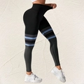 High-waisted yoga leggings with grey and blue stripes for butt lifting effect - S / Bottoms / Black Gray 2