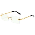 Rimless square sunglasses with gold snake-shaped metal temples and clear lenses - Gold Frame Clear