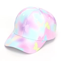 Close-up of kids tie-dye baseball cap featuring colorful gradient and butterfly prints - 52-54cm / 19# Butterfly Gradient