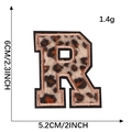 Leopard print embroidered letter R patch for clothing with dimensions and weight info - Letter R