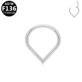 Silver teardrop ASTM F136 titanium hinged segment ring for nose and ear piercing - Silver Plain V-Shape Style (G23NR336-S1210050)