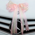 Pink and beige satin bow decoration for wedding car hood and bridal party events - Pink Champagne Large Bow